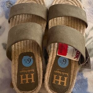 HH Rope Footbed Slide Sandals in Olive Green